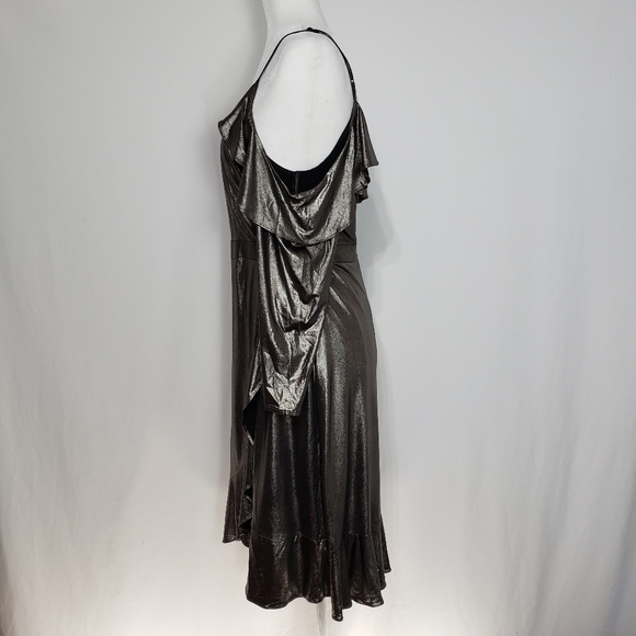 NEW-Collective Concepts Metallic Bronze Midi Dress - Picture 3 of 7